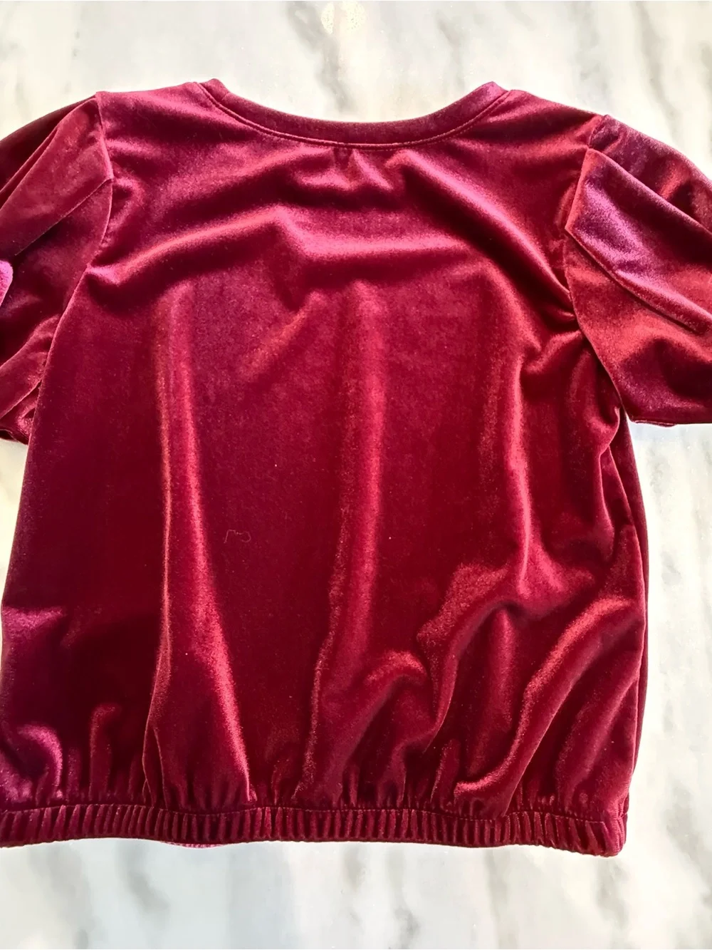 GAP Velvet Puff Sleeve Top - Burgundy